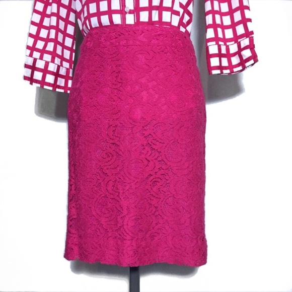 Merona Dresses & Skirts - Merona Hot Pink Lace Pencil Skirt 12